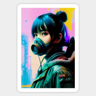 Abstract Cyberpunk Girl Magnet